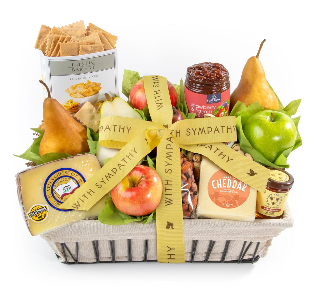 A Gift Inside With Sympathy California Farmstead Fruit Gift Basket